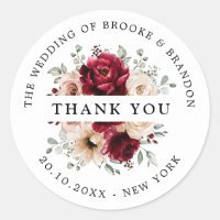 Burgundy Champagne Ivory Mauve Wedding Thank you