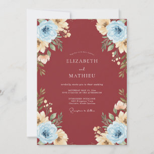 Burgundy Champagne Painted Wedding Invitation
