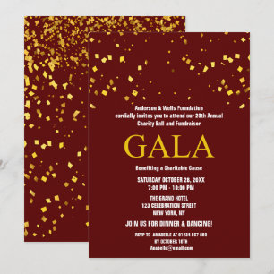 Burgundy Charity Ball Corporate Fundraising Party Invitation