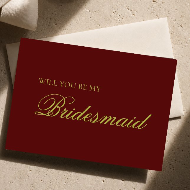 Burgundy & Chartreuse Modern Bridesmaid Proposal  Card (Creator Uploaded)