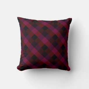 Burgundy Check Pattern Country Style Cushion