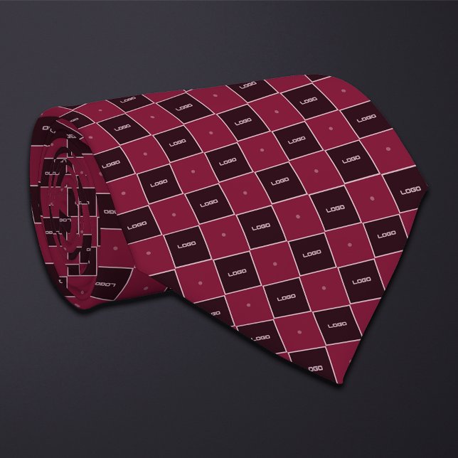 Burgundy Chequerboard Logo Pattern Tie (Creator Uploaded)