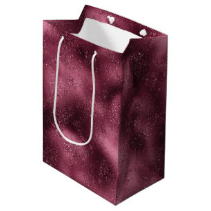 Burgundy Cherry Glitter Glitz   Medium Gift Bag