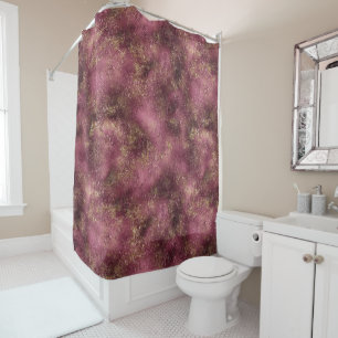 Burgundy Cherry Gold Glitter Glitz              Shower Curtain