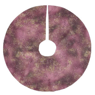 Burgundy Cherry Gold Glitter Sparkle  Brushed Polyester Tree Skirt