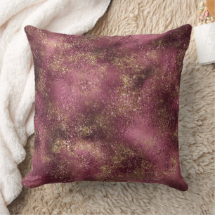 Burgundy Cherry Gold Glitter Sparkle      Cushion