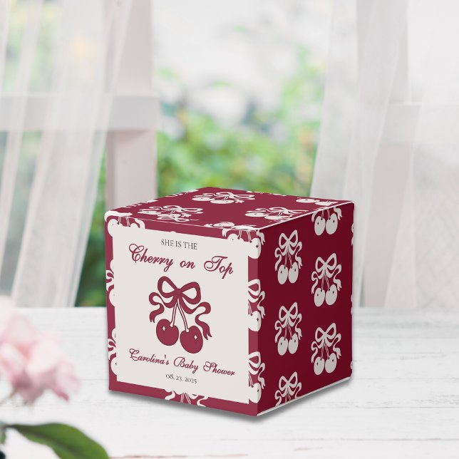 Burgundy Cherry on Top Baby shower  Favour Box (Creator Uploaded)