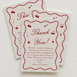 Burgundy Cherry On Top Bridal Shower Thank You Card