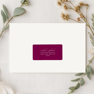 Burgundy Chic Simple Clean Wedding Address Label