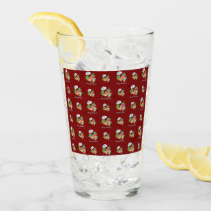 Burgundy Chilli Merry Christmas Design Pattern Glass