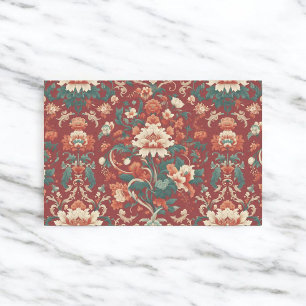 Burgundy Chinoiserie Grandmillenial Toile Floral Tissue Paper
