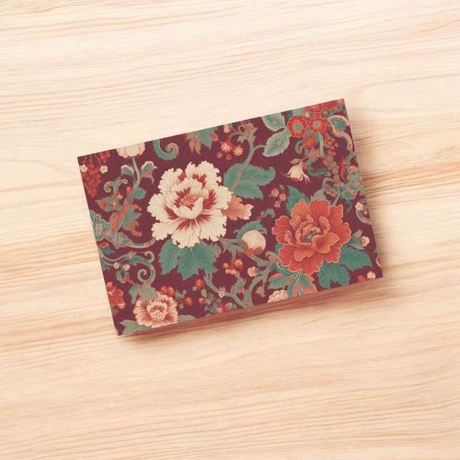 Burgundy Chinoiserie Grandmillenial Toile Floral  Tissue Paper (Creator Uploaded)