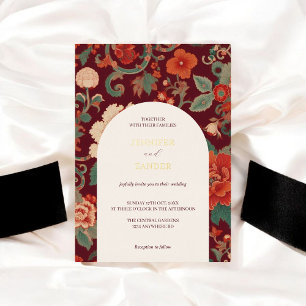 Burgundy Chinoiserie Wedding Elegant Classic 