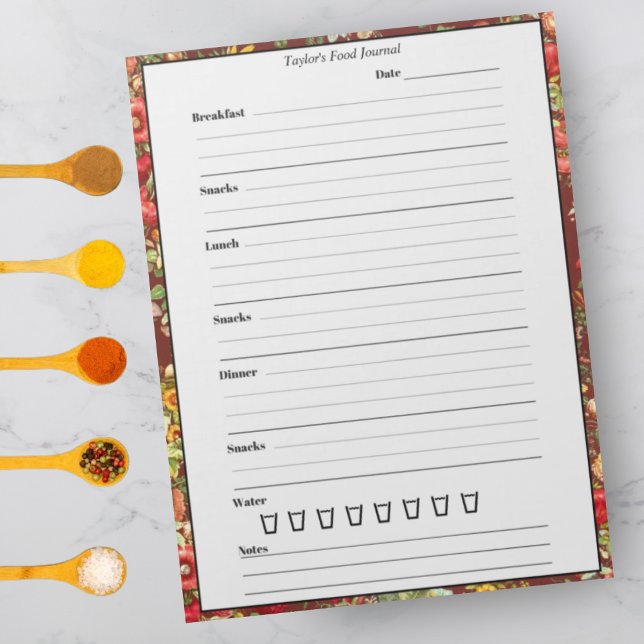 Burgundy Chintz Food Journal - Trendy Meal Diary Notepad (Creator Uploaded)