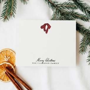 Burgundy Christmas Bow Elegant Coquette Note Card