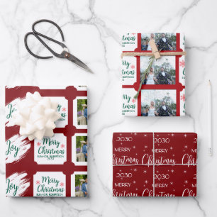 Burgundy Christmas Elegant Star Pattern  Wrapping Paper Sheet