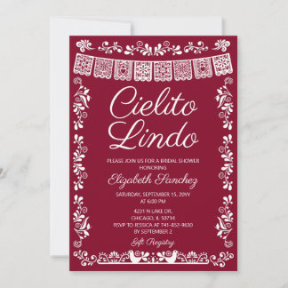 Burgundy Cielito Lindo Bridal Shower Invitation