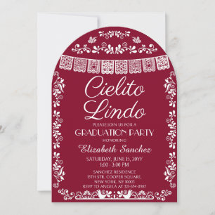 Burgundy Cielito Lindo Graduation Party Arch Invitation