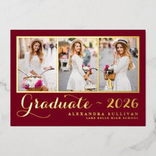 Burgundy Class of 2026 Photo Collage Graduation