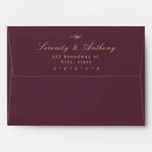 Burgundy Classic Elegance Script Simple Wedding Envelope