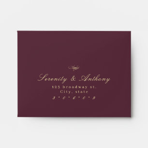 Burgundy Classic Elegance Script wedding RSVP Envelope