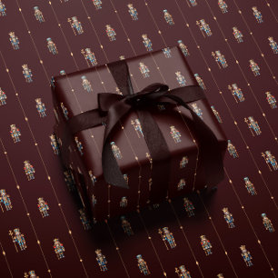 Burgundy classic nutcracker wrapping paper
