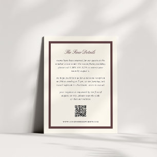 Burgundy Classic Script Wedding Details QR Code Enclosure Card