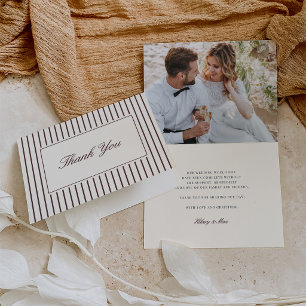 Burgundy Classic Script Wedding Photo Thank You Card
