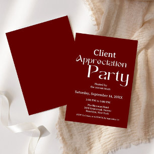 Burgundy client appreciation party grateful invitation
