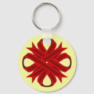 Burgundy Clover Ribbon by Kenneth Yoncich Key Ring