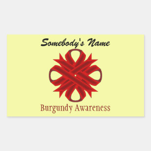 Burgundy Clover Ribbon by Kenneth Yoncich Rectangular Sticker