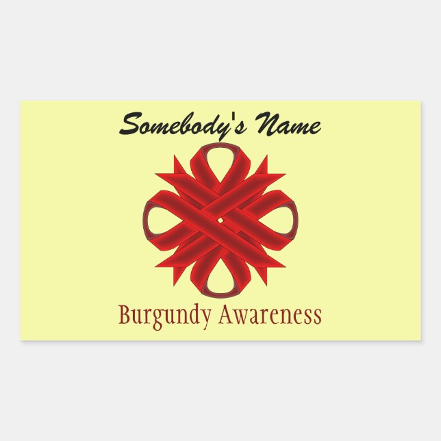 Burgundy Clover Ribbon by Kenneth Yoncich Rectangular Sticker (Front)