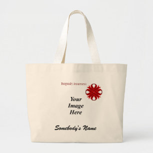 Burgundy Clover Ribbon Template by Kenneth Yoncich Large Tote Bag
