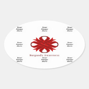 Burgundy Clover Ribbon Template by Kenneth Yoncich Oval Sticker