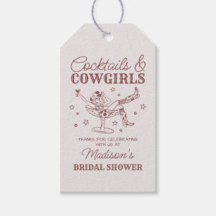 Burgundy Cocktails and Cowgirl Bridal Shower Favou Gift Tags