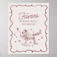Burgundy Cocktails and Cowgirls Rodeo Favours Sign