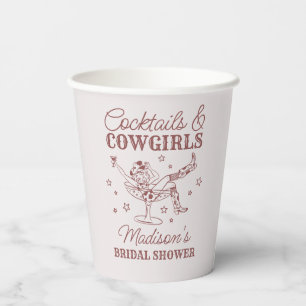 Burgundy Cocktails Cowgirls Rodeo Bridal Shower Paper Cups