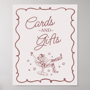Burgundy Cocktails Cowgirls Rodeo Cards & Gifts Poster