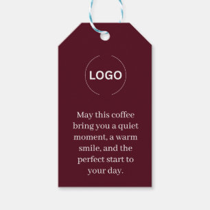 Burgundy Coffee Logo Gift Tag Quiet Moment