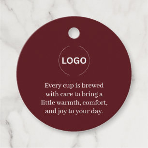 Burgundy Coffee Shop Logo Gift Tag Template