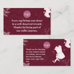 Burgundy Coffee Shop Thank You Card