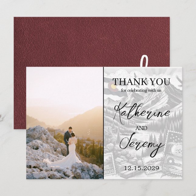 Burgundy Colorado Passport Thank You Card (Front/Back)