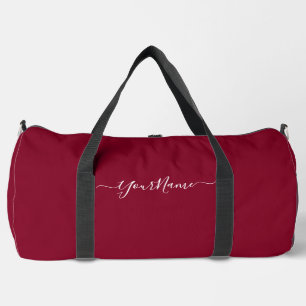 burgundy colour-elegant script  duffle bag