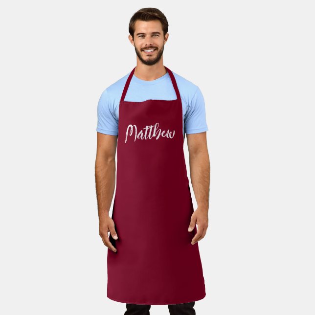 burgundy colour   - personalised apron (Worn)