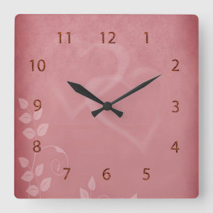 Burgundy Colour Vintage Square Wall Clock
