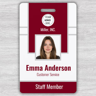Burgundy   Conference and Education Staff Photo ID ID Badge