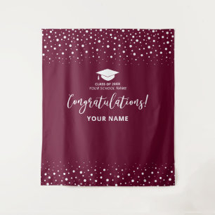 Burgundy Confetti Congratulation Graduation Tapestry