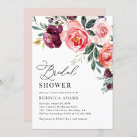Burgundy & Coral Peach Floral Bridal Shower