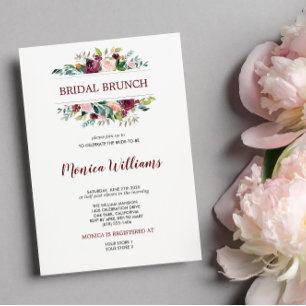 Burgundy Country Bloom    Bridal Brunch Wedding Invitation