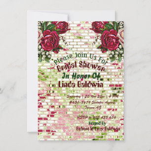 Burgundy Country Red Rustic Roses Bridal Shower  I Invitation
